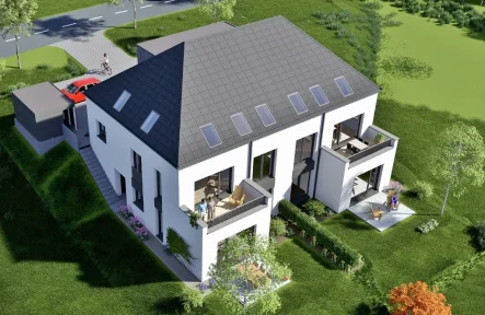 Ansicht zeigt zwei Doppelhaushälften - Haus kaufen in Dauwelshausen - **Doppelhaushälfte im Rohbau mit Einliegerwohnung als Ausbauhaus Nahe der luxemburgischen Grenze**