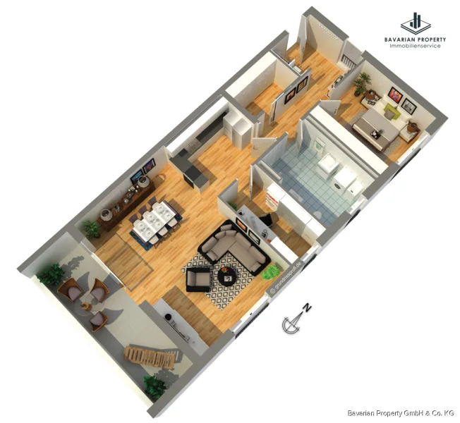 Grundriss (Gestaltungsbeispiel) - Wohnung kaufen in Bad Kötzting - Attraktive Kapitalanlage - Vermietete 3-Zimmer-Wohnung