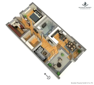 Grundriss (Gestaltungsbeispiel) - Wohnung kaufen in Bad Kötzting - Kapitalanlage - Vermietete 3-Zimmer-Wohnung