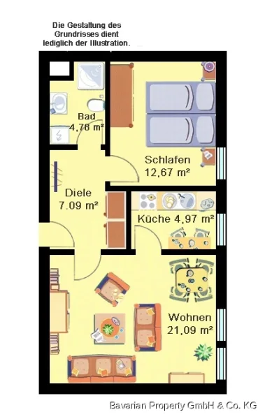  - Wohnung mieten in Straubing - 2-Zimmer-Wohnung östlich vom Zentrum