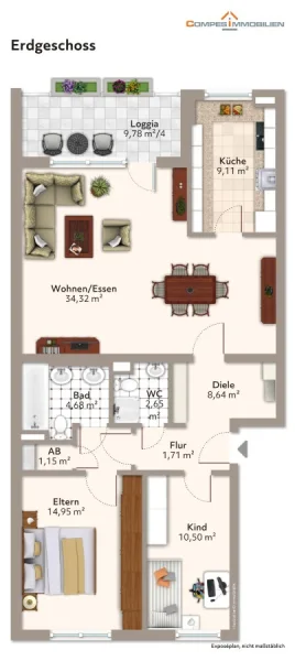 Grundriss - Erdgeschosswohnung in Sankt Augustin