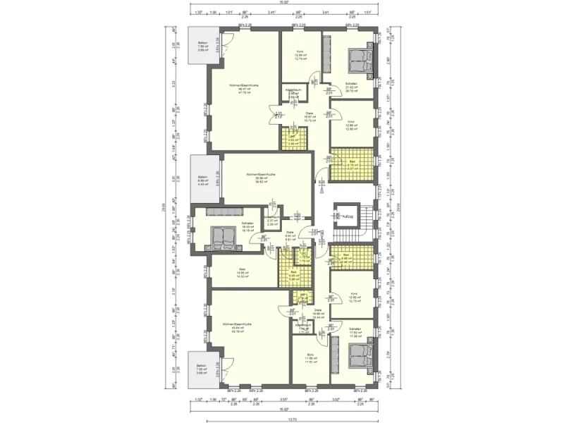 Grundrissvorschlag Geschosse Haus1+2