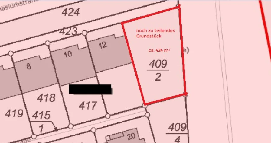 Baugrundstück Ausschnitt Lageplan