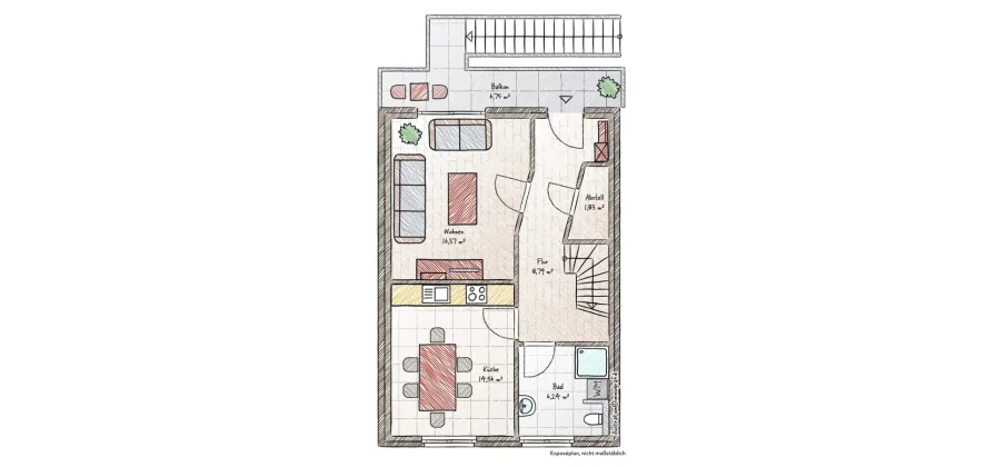 Grundriss Obergeschoss - Wohnung 2