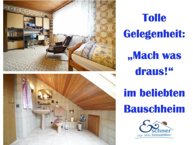 Welcome! - Wohnung kaufen in Rüsselsheim-Bauschheim - Charmante 2 1/2-Zimmer-Dachgeschoss-Wohnung mit PKW-Stellplatz