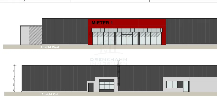 Front-/ Rückansicht - Laden/Einzelhandel mieten in Westerrönfeld - Rendsburg - Einzelhandelsflächen im Gewerbegebiet neben Aldi, Rewe, Netto – teilbar ab ca. 539 m²