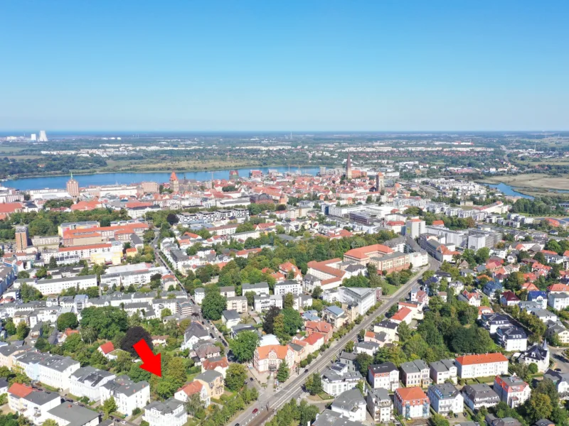 Luftbild markiert - Grundstück kaufen in Rostock - Exklusive Bauchance: ca. 490 m² Grundstück im Bahnhofsviertel für Ihr Traum-Zweifamilienhaus