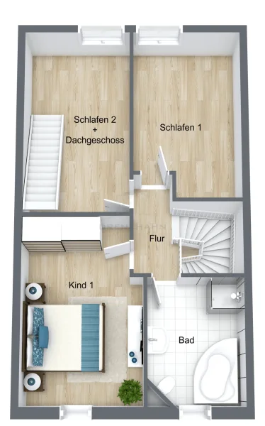 Grundriss Obergeschoss 3 Zi.