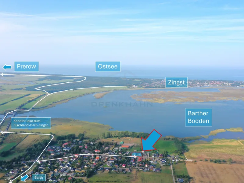 Luftbild - Zinshaus/Renditeobjekt kaufen in Pruchten - Ferienhaus! Stilvolle Doppelhaushälfte in Bresewitz - dem Tor zum Fischland-Darß-Zingst