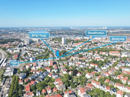 Luftbild - Büro/Praxis mieten in Rostock - Ihre neue Geschäftsadresse: repräsentative Stadtvilla, ca. 200 m zum Hbf, Stellplätze, ab 100m²