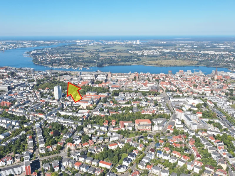 Luftbild - Büro/Praxis mieten in Rostock - Gewerbefläche in Rostocks Innenstadt – Ideal für Büro oder Atelier, teilbar ab 100m²