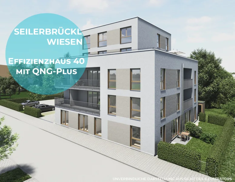 Effizienzhaus 40 mit QNG-Plus - Wohnung kaufen in Freising - Moderne 4-Zimmer Gartenwohnung: Stilvolles Wohnen mit eigenem Garten