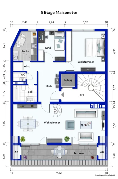 5. Etage Maisonette-Wohnung