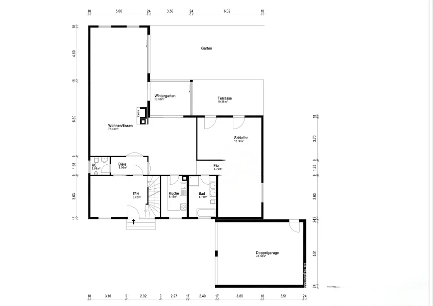 Grundriss Belletage im Erdgeschoss