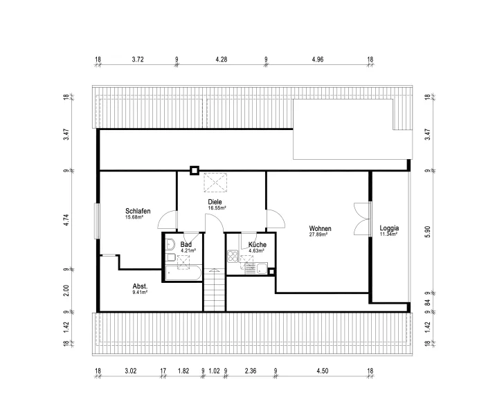 Grundriss Einliegerwohnung im Dachgeschoss