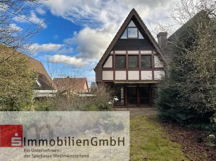 Rückansicht - Haus kaufen in Haltern am See - Doppelhaushälfte mit idyllischem Garten in Waldrandlage