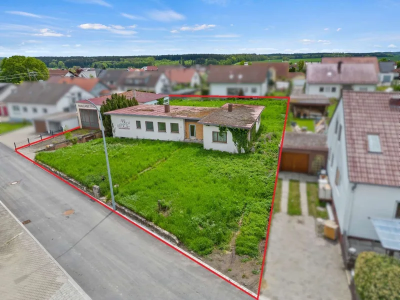 Nord-West-Ansicht - Haus kaufen in Griesingen - Mit großem Grundstück! Einfamilienhaus im Bungalowstil mit Werkstatt und viel Potential