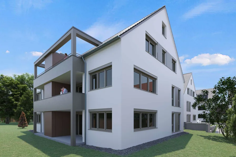 Ansicht West - Wohnung kaufen in Ehingen (Donau) - Familienfreundlich! Helle 4,5-Zimmer-Neubau-Eigentumswohnung mit herrlichem Sonnenbalkon