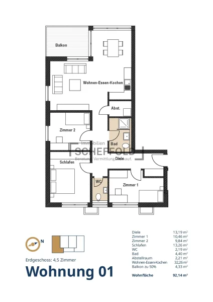 Grundriss Wohnung 1