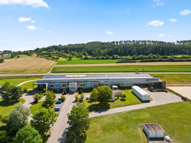 Nord-West-Ansicht - Halle/Lager/Produktion mieten in Allmendingen - Beste Voraussetzungen zur Miete! Gewerbeimmobilie mit Bürogebäude und Produktionshalle in top Lage