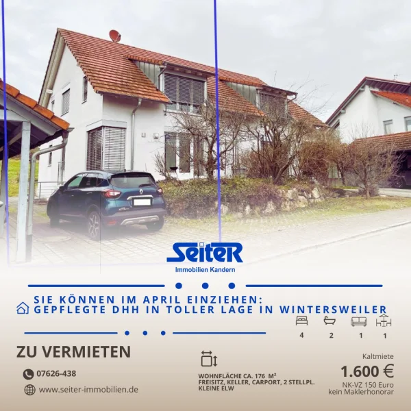  - Haus mieten in Efringen-Kirchen - Elegante Doppelhaushälfte in toller Lage in Wintersweiler