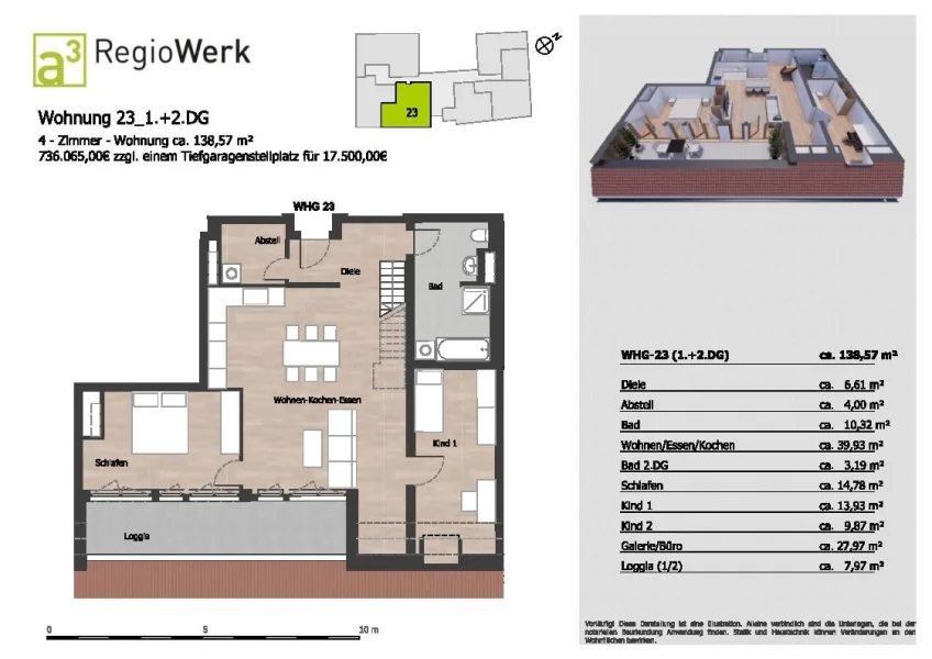 Grundriss Whg.  23, 2. DG