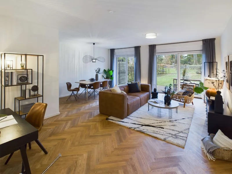 Wohn_Esszimmer - Wohnung kaufen in Berlin - Eleganter Wohntraum: Barrierefrei, mit großzügiger Terrasse und Privatgarten