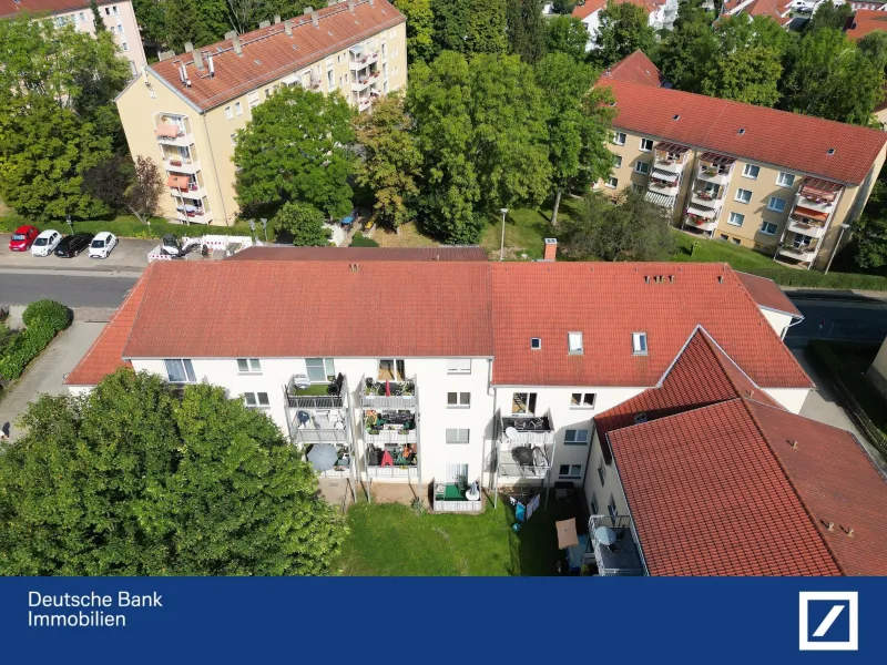 Luftansicht Rückseite - Wohnung kaufen in Bannewitz - Bezaubernde Zweiraumwohnung mit einem herrlichen Südostbalkon!