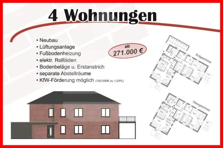  - Wohnung kaufen in Syke - Energieeffizienter Neubau von vier Eigentumswohnungen in Barrien bei Syke