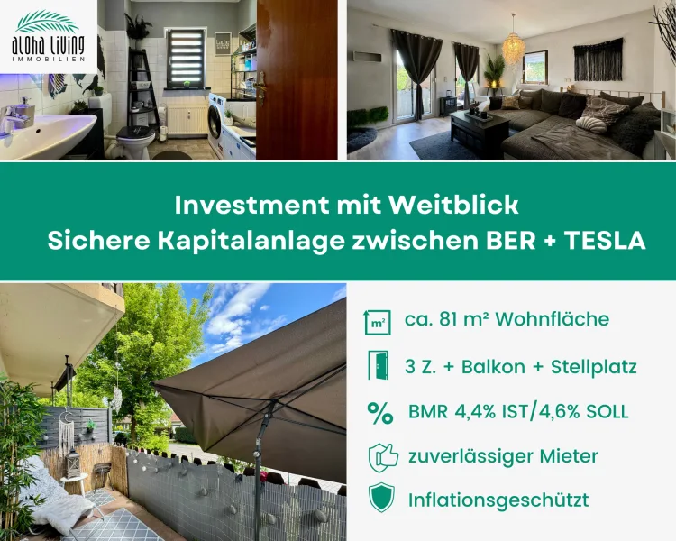 Titelbild - Zinshaus/Renditeobjekt kaufen in Storkow (Mark) - ATTRAKTIVE KAPITALANLAGE-WOHNUNG + STELLPLATZ ZWISCHEN FLUGHAFEN BER + TESLA