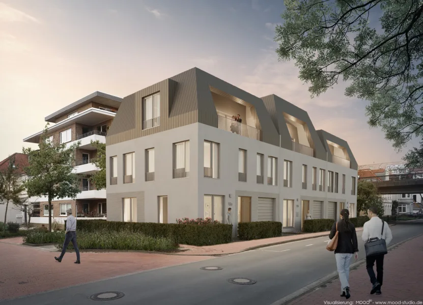 Visualisierung - Haus kaufen in Oldenburg - Exklusives Reihenmittelhaus am Kanal in Innenstadtnähe - Neubau und Erstbezug!