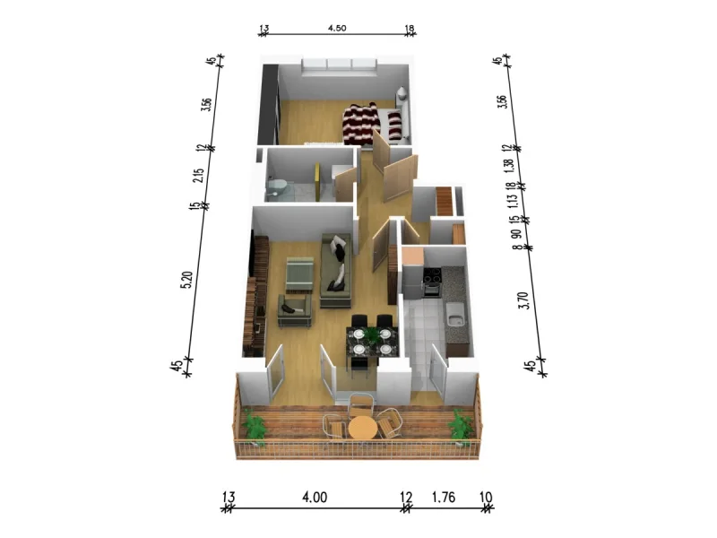 Grundriss_bemaßt und möbliert