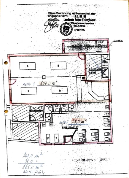 Grundriss Spielhalle