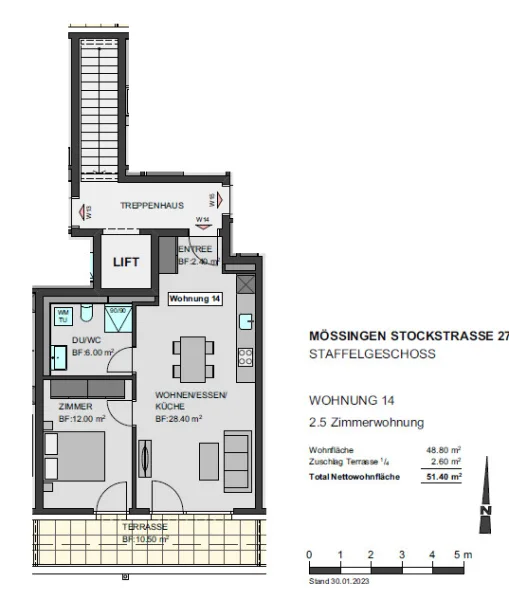 Grundriss 2 OG WHG 14 - Wohnung kaufen in Mössingen - Penthouse Green Living