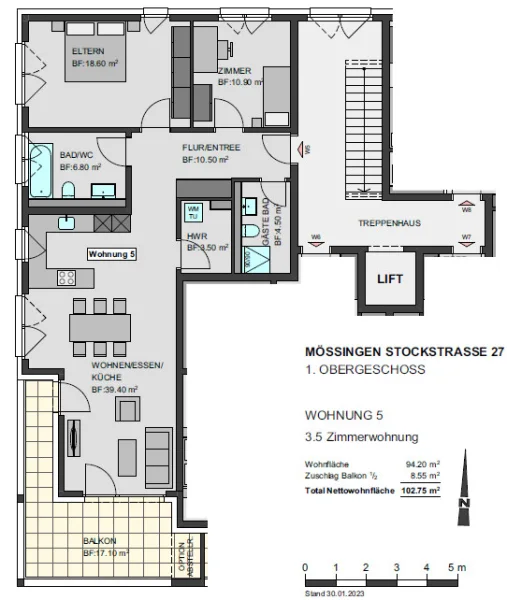 Grundriss 1 OG WHG 5