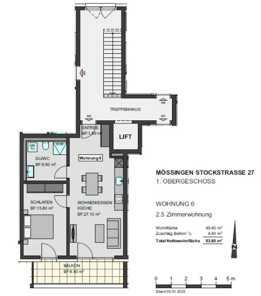 Grundriss 1 OG WHG 6