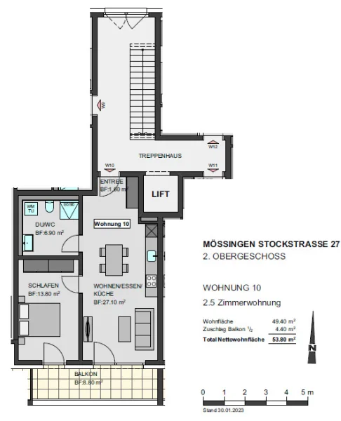 Grundriss 2 OG WHG 10 - Wohnung kaufen in Mössingen - Green Living