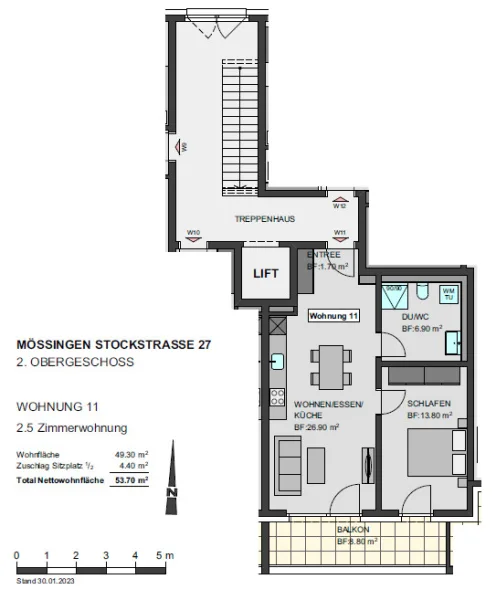 Grundriss 2 OG WHG 11 - Wohnung kaufen in Mössingen - Green Living