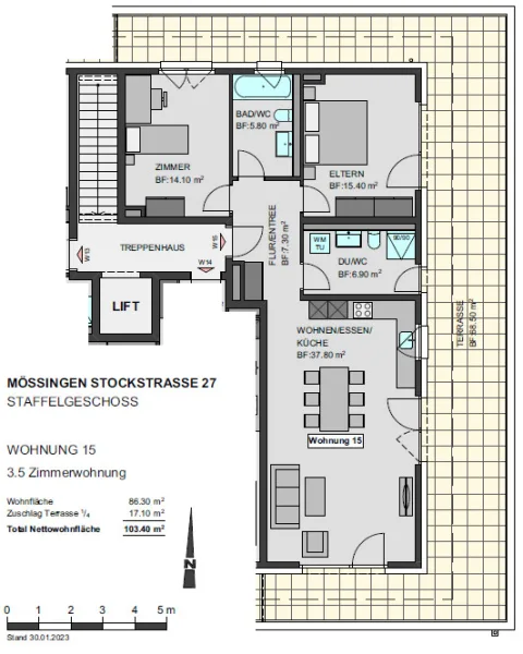 Grundriss 2 OG WHG 15 - Wohnung kaufen in Mössingen - Green Living