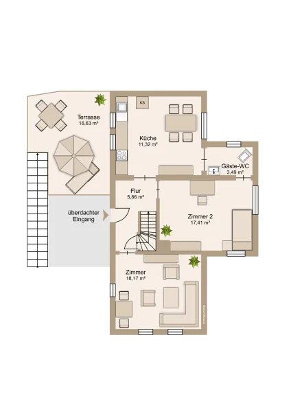 Herrliche Obergeschosswohnung mit traumhafter Dachterrasse