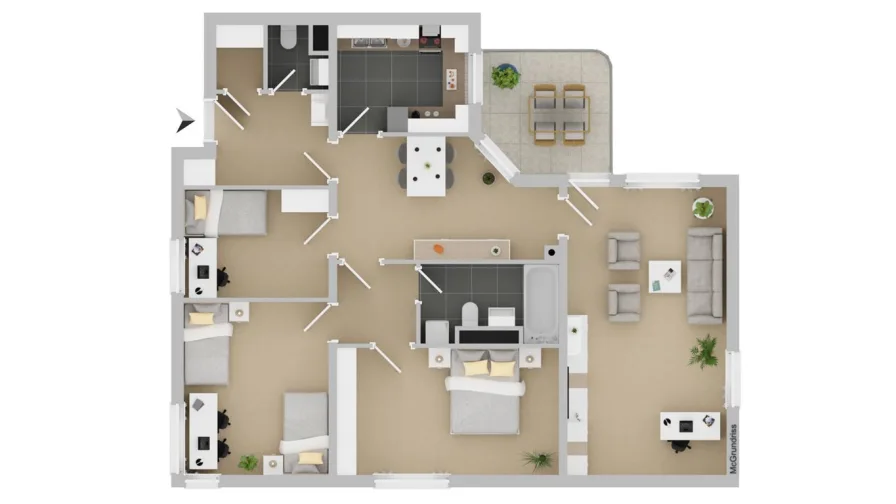 Grundriss - Wohnung kaufen in Neuburg a d Donau - Viel Raum für Ideen: Unrenovierte 3,5-Zimmer-Erdgeschosswohnung in ruhiger Neuburger Lage