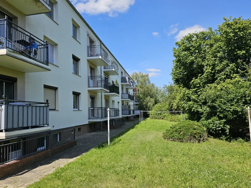 Balkonfront Rückansicht - Wohnung mieten in Bitterfeld - 3 Zimmerwohnungen mit Balkon in der Anhaltsiedlung- frisch saniert!