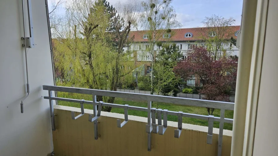 Ausblick Loggia - Wohnung kaufen in Berlin - Freie 2-Zi-ETW mit schönem Ausblick von sonniger Loggia + Garagenstellplatz - nahe FU Campus Dahlem