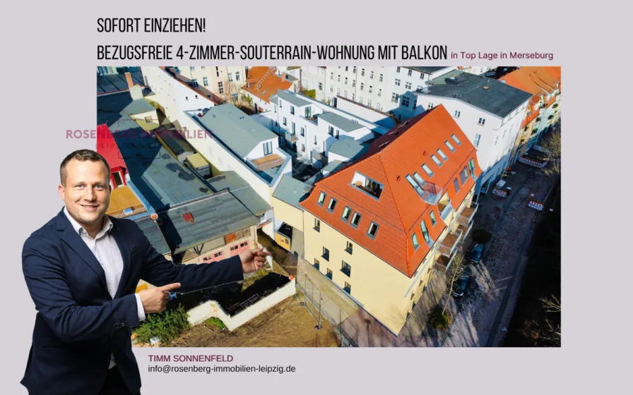 Titelbild - Wohnung mieten in Merseburg - *bezugsfrei* Moderne 4-Zimmer Souterrain- Wohnung in Top Lage in Merseburg