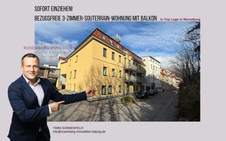 Titelbild - Wohnung mieten in Merseburg - *bezugsfrei* Helle 3-Zimmer-Soutterain- Wohnung mit Balkon in Top Lage in Merseburg