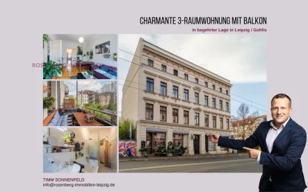 Titelbild - Wohnung kaufen in Leipzig / Gohlis - Charmante 3-Raumwohnung mit Balkon in zentraler Lage in Leipzig / Gohlis