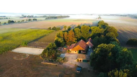 Luftansicht - Haus kaufen in Wagenfeld - Attraktiver, sanierter Pferdehof in Alleinlage in Niedersachsen