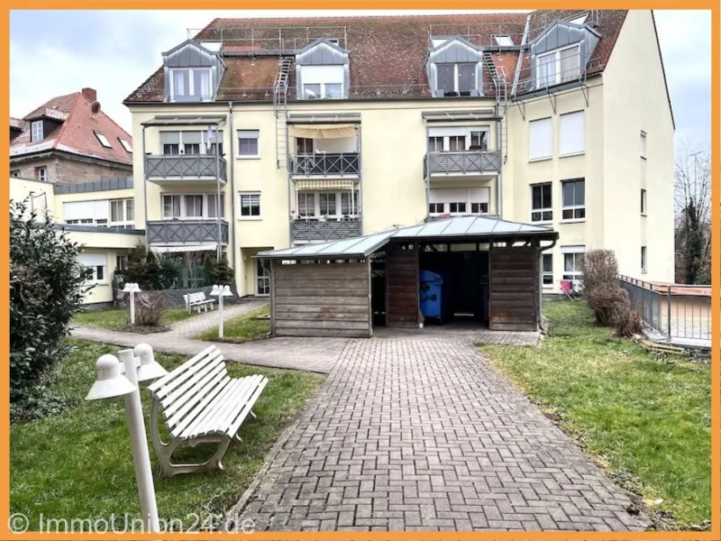  - Wohnung mieten in Fürth - 4 9 5,- für charmante 40 qm 1-Zimmer-Wohnung mit Balkon und Einbauküche und Tiefgaragenstellplatz