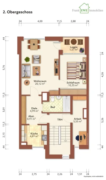 Grundriss 2.OG immoG low, Einfamilienhaus mit Einliegerwohnung u 2 Garagen zum Kauf in Düsseldorf Hellerhof, Frank Ewe Immobilienmakler Düssel