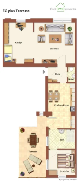 Grundriss EG immoG 2-Zimmer-Wohnung mit Terrasse zur Miete in Düsseldorf Eller, Frank Ewe Immobilienmakler Düsseldorf Hassels (2)